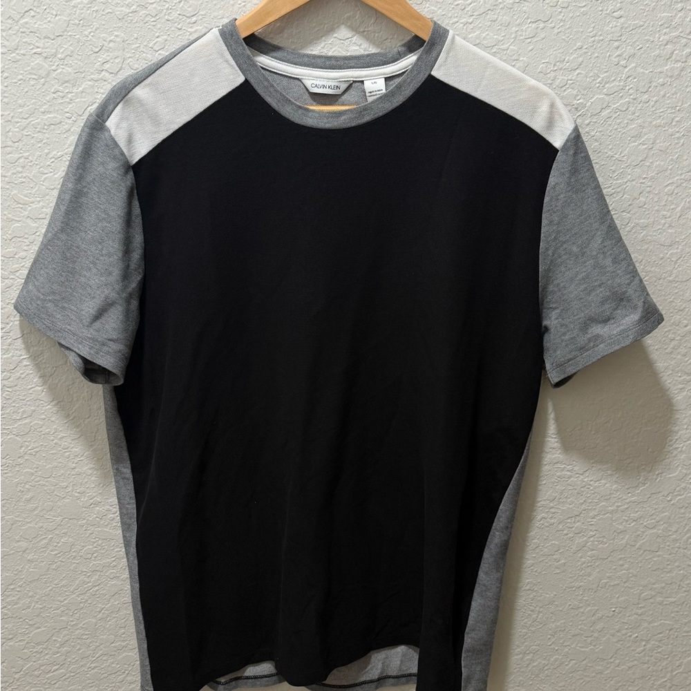 Calvin Klein Black and Gray Short Sleeve Tee